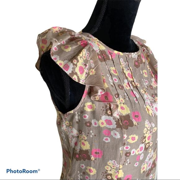 Gap floral sleeveless blouse w/ ruffles Small - Picture 6 of 6